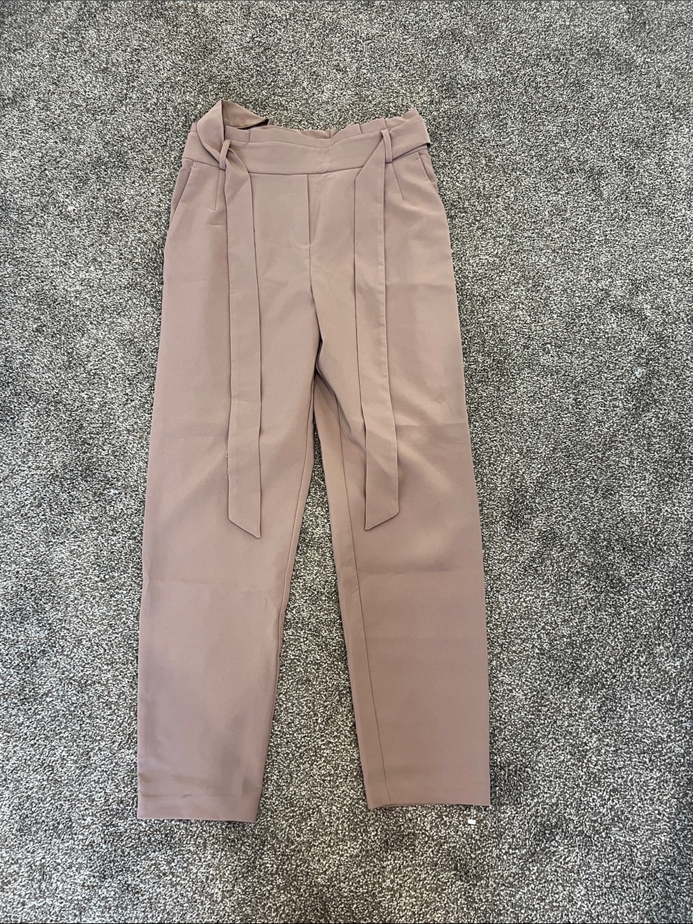Dynamite Mauve High-Waist Straight Leg Pants with Tie Belt